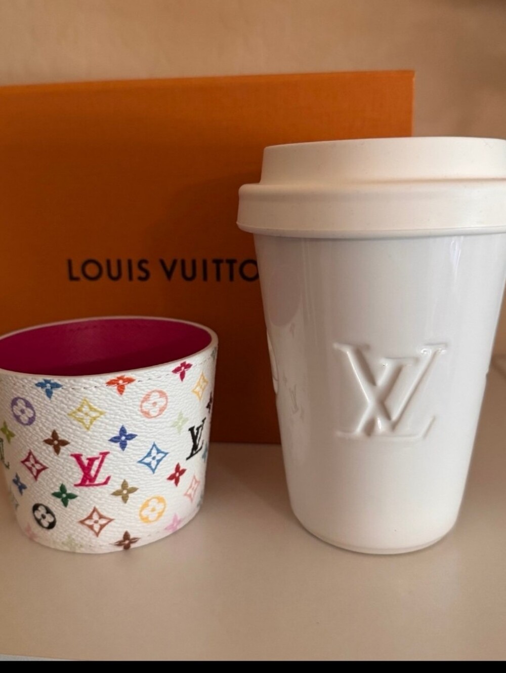 Louis Vuitton X Murakami White Multicolor Monogram Cup Sleeve Ceramic Mug - Picture 7 of 12